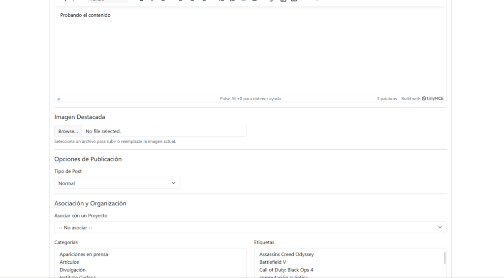 Prueba de publicación de hoy